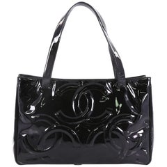Chanel Triple CC Tote Patent Large, crafted from black patent leather
