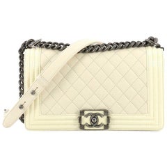 Chanel Boy Flap Bag Quilted Goatkin with Patent Old Medium