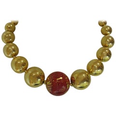 Vintage YSL Yves Saint Laurent Rive Gauche  Red beaded necklace
