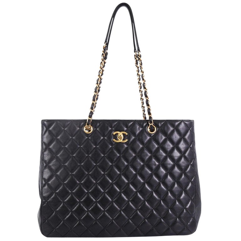 Chanel Classic CC Shopping Tote Quilted Caviar Large at 1stDibs