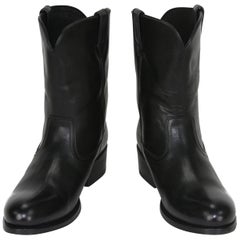 New Tom Ford Men's Black Leather Western Cowboy Boots 8 and 8.5