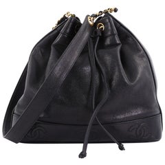 Chanel Vintage CC Drawstring Bucket Bag Caviar Medium