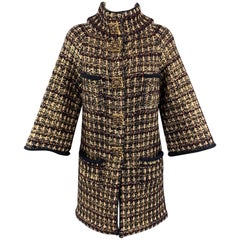 CHANEL Size 4 Gold Splatter Tweed Pre Fall 2011 Paris Byzance Tweed Coat