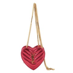 Saint Laurent Love Heart Chain Bag Matelasse Chevron Leather Mini