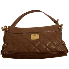 Vintage MCM Quilted Baguette 869321 Brown Leather Shoulder Bag