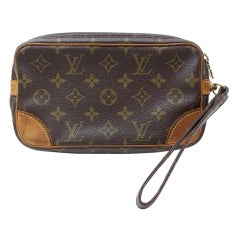 Louis Vuitton Marly Dragonne Pochette Pm 868534 Brown Coated Canvas Clutch
