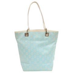 Gucci Monogram Light Shopper 867464 Blue Canvas Tote