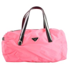 Vintage Prada Boston Bicolor 37pra104 Pink Nylon Satchel