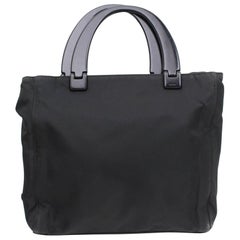 Prada Black Tessuto Nylon Woven Tote Bag For Sale at 1stDibs