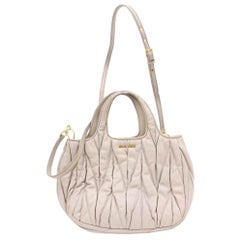 Miu Miu Cinch Chevron Quilted 2way 2189951 Light Grey Leather Shoulder Bag