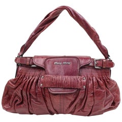 Miu Miu Cinched Hobo 2189935 Bordeaux Leather Satchel