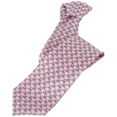 Hermes Krawatte Origami Pferd Rose / Gris Seide Twillbi 