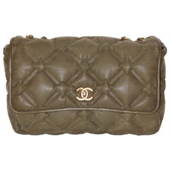 Chanel Kaki Iridescent Leather Jumbo Chesterfield Bag