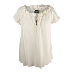 Giorgio Armani Top Winter White Silk Ruffles 46 NWT