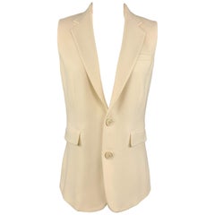 RALPH LAUREN COLLECTION Size 6 Beige Wool Sleeveless Blazer Jacket