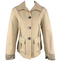  GIORGIO ARMANI Size 6 Khaki Cotton Blend Patch Pocket Jacket