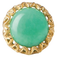 Fouche Solitaire Cocktail Chrysoprase Gold Ring