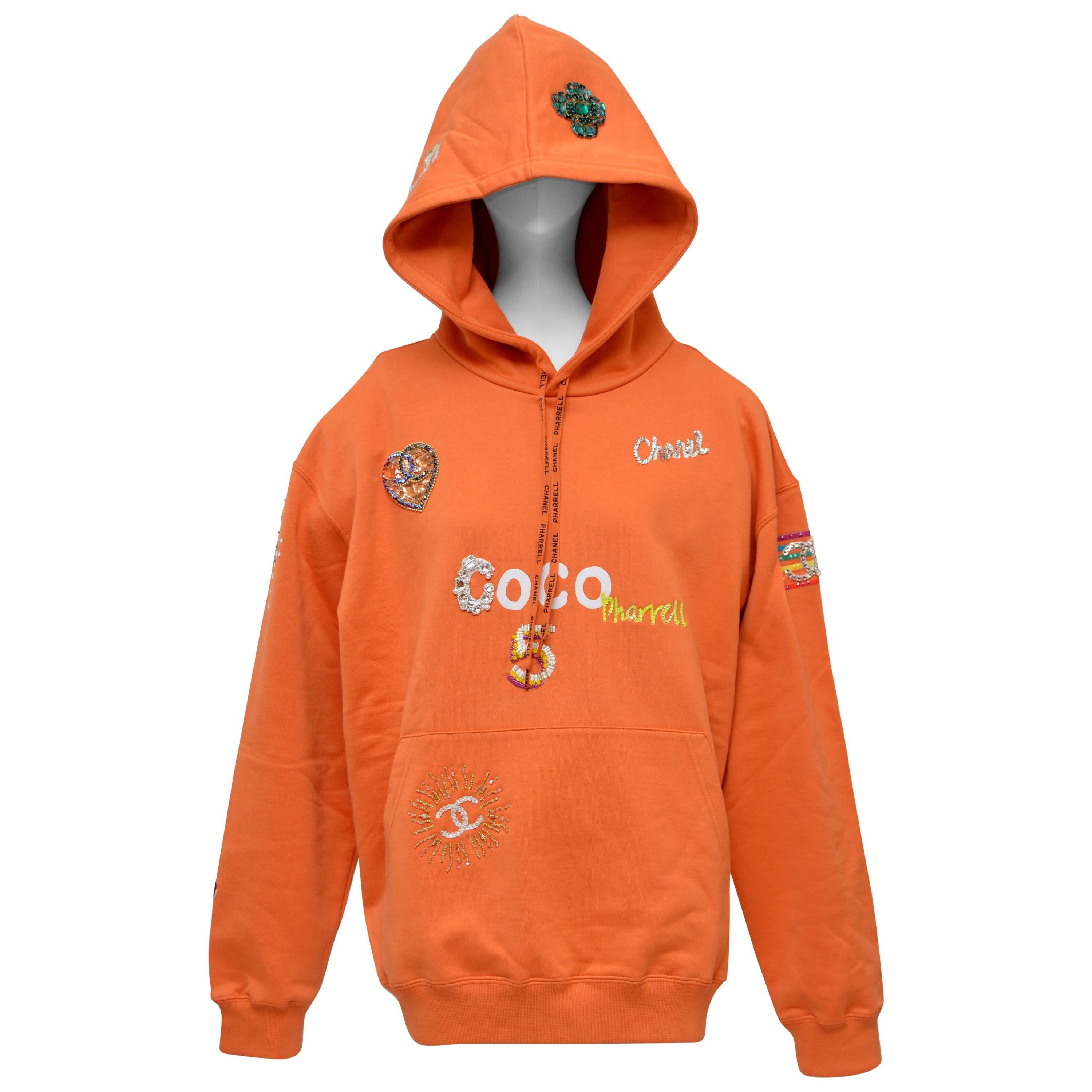 Chanel x Pharrell Capsule Collection Hoodie Lesage Embroidery Orange M NEW at 1stDibs | pharrell hoodie, chanel hoodie, pharrell sweatshirt