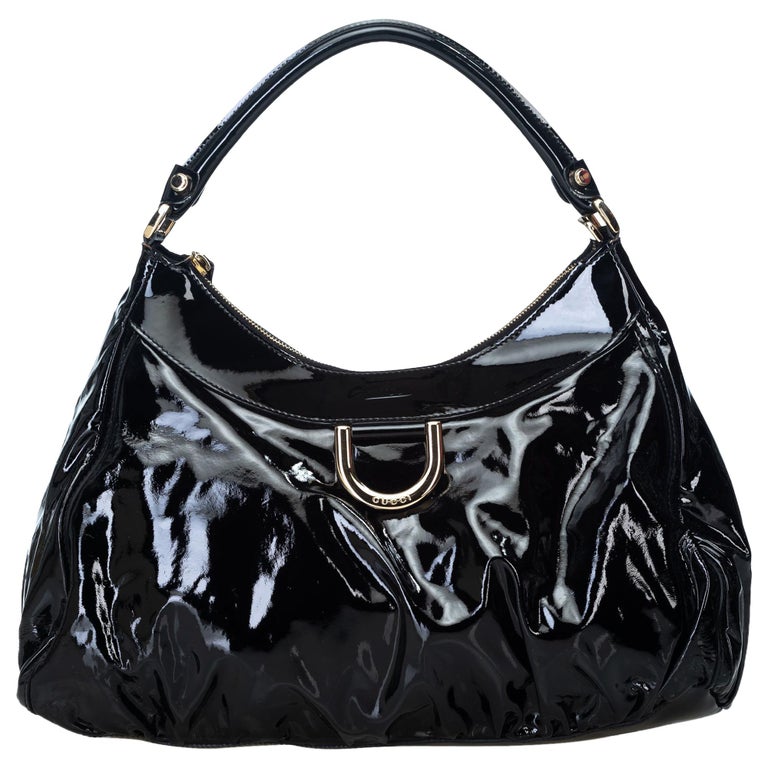 Gucci Black Patent Leather Leather Abbey D-Ring Hobo Bag Italy w/ Dust ...