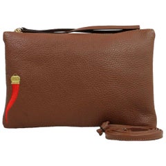Le Moki Brown Leather Shoulder Handle Bag