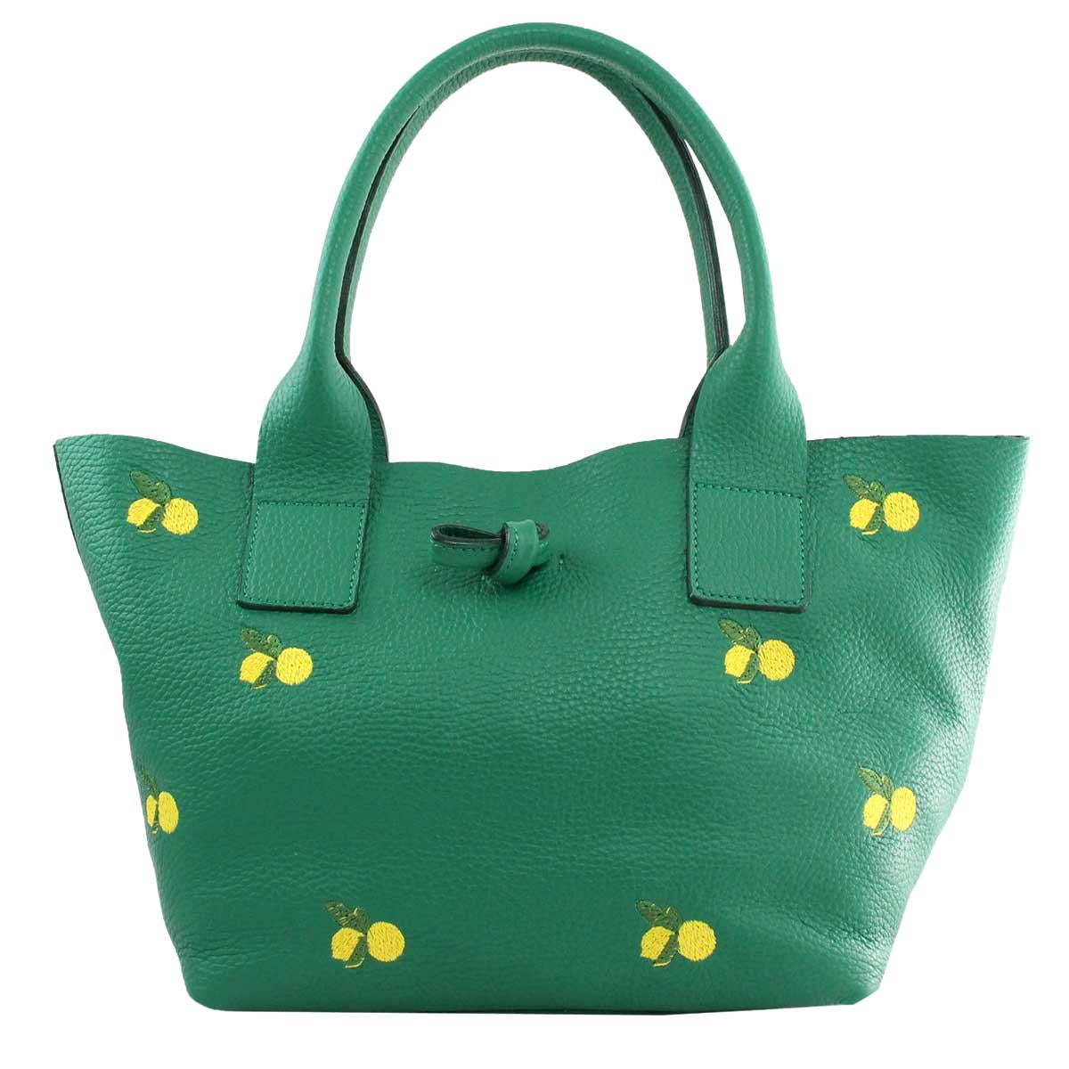 Le Moki Green Leather Handle Shoulder Bag