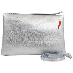 Le Moki Silver Leather Shoulder Handle Bag