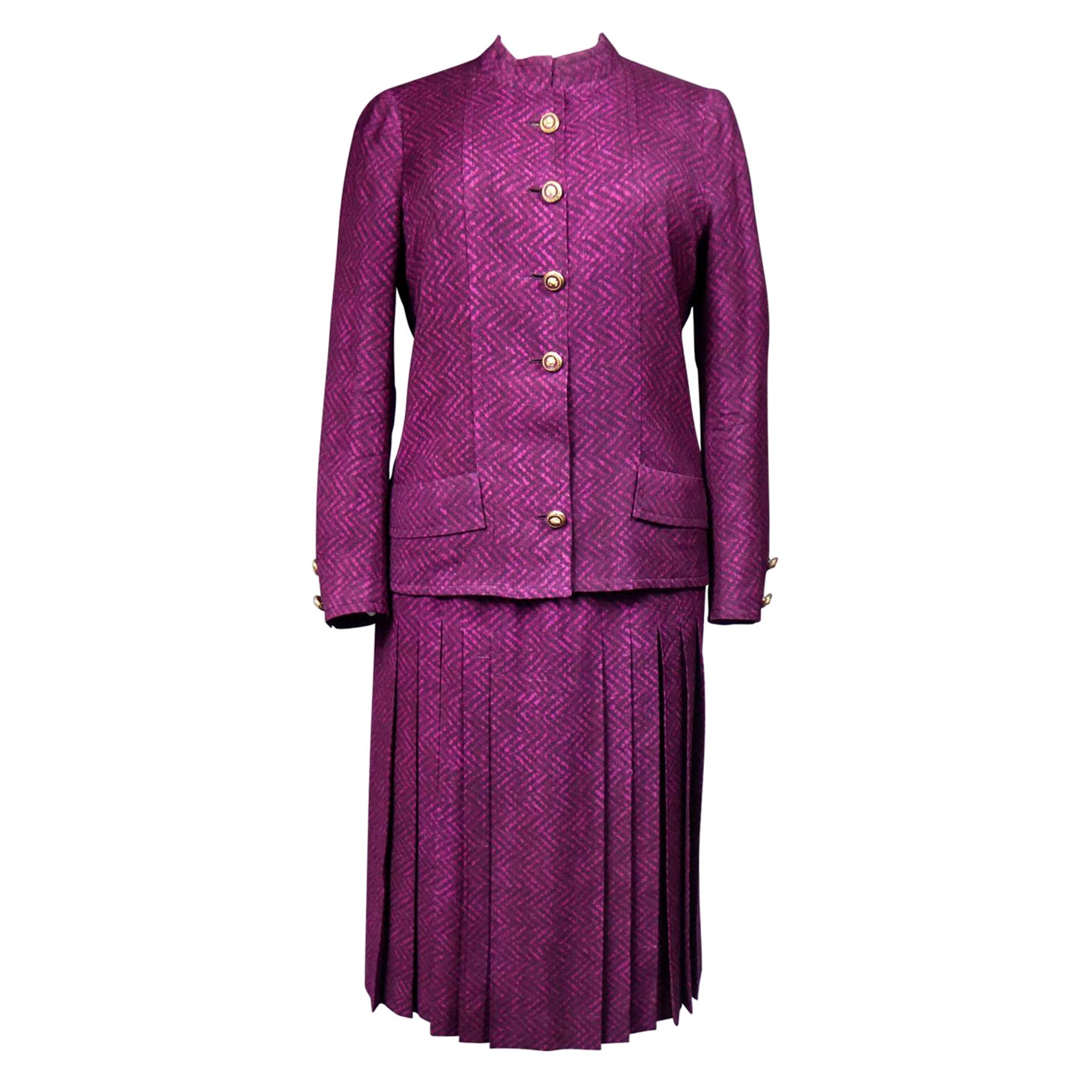 A French Couture Silk Chanel Skirt and Jacket Suit number 60423 & 60422 C. 1980 For Sale