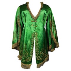 Orientalist Evening Fancy Jacket in Embroidered Sequin and Silk Satin Circa 1940