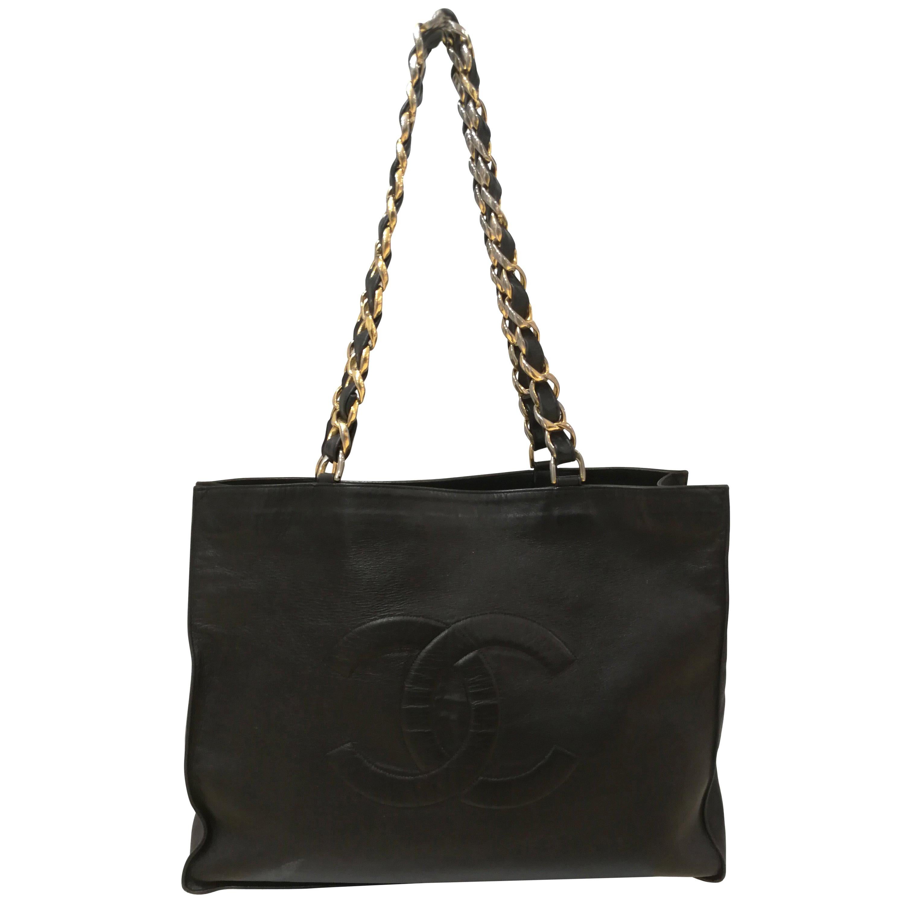 Chanel Black Leather Shopper Bag