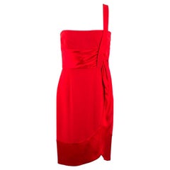 Valentino Red Silk One Shoulder Dress US 6