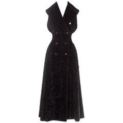 Vintage Azzedine Alaia black chenille sleeveless fitted coat dress, fw 1992