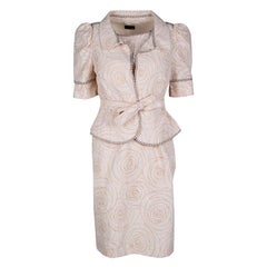 Fendi Blush Pink Perforated Patterned Dress and Shrug Set M