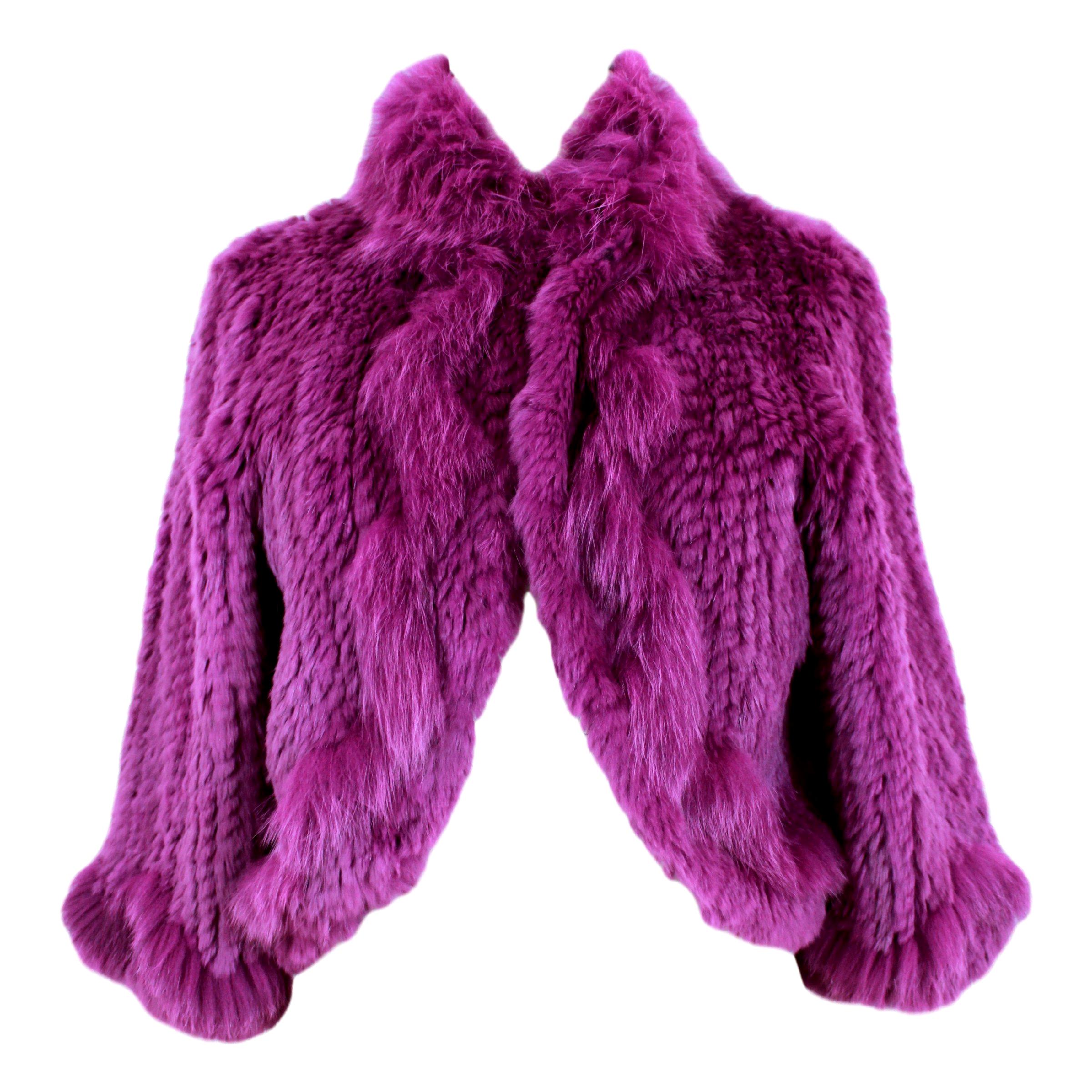2000s Blumarine Purple Fur Fox Jacket Short Bolero 