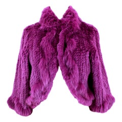 2000s Blumarine Purple Fur Fox Jacket Short Bolero