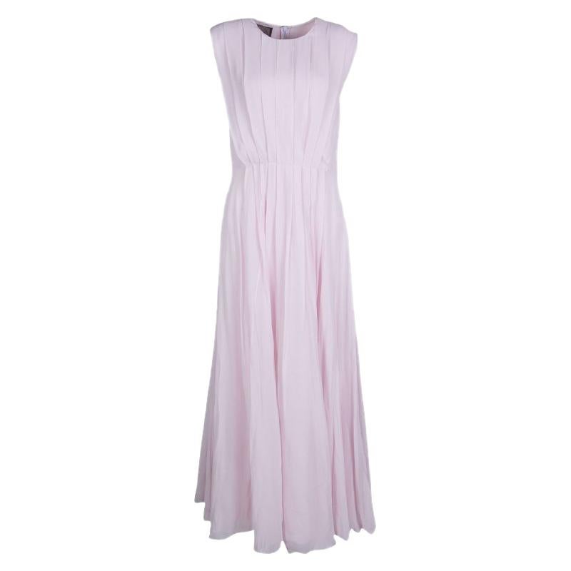 Giambattista Valli Blush Pink Silk Chiffon Sleeveless Maxi Dress M