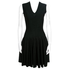 Alaia Black and Green Lurex Knit V Neck Sleeveless Fit and Flare Dress M