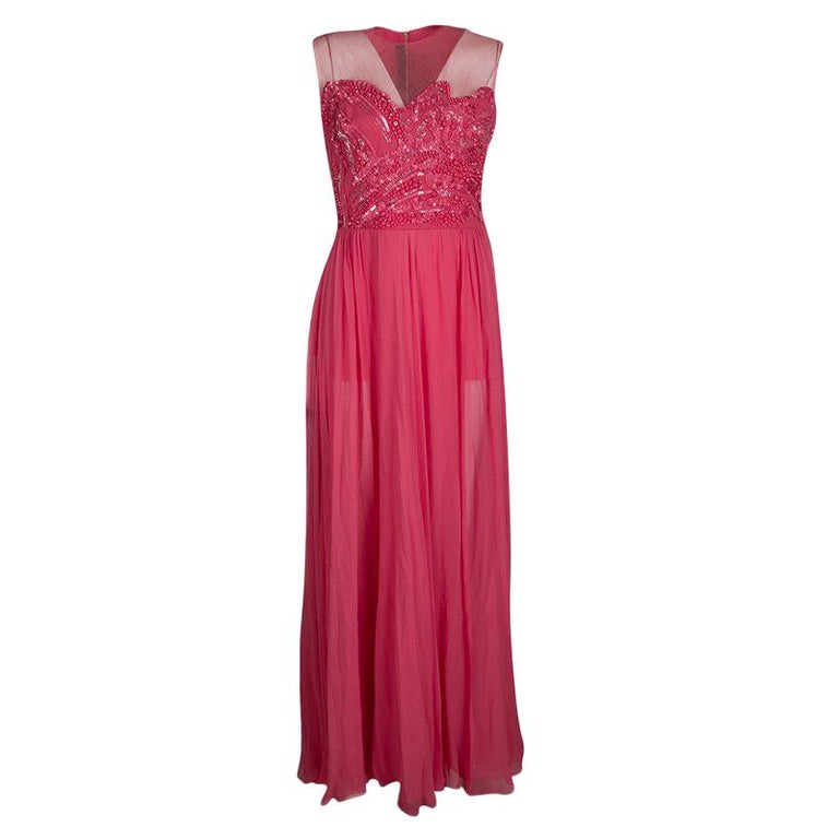 Elie Saab Begonia Embellished Silk Sleeveless Gown S For Sale at 1stDibs