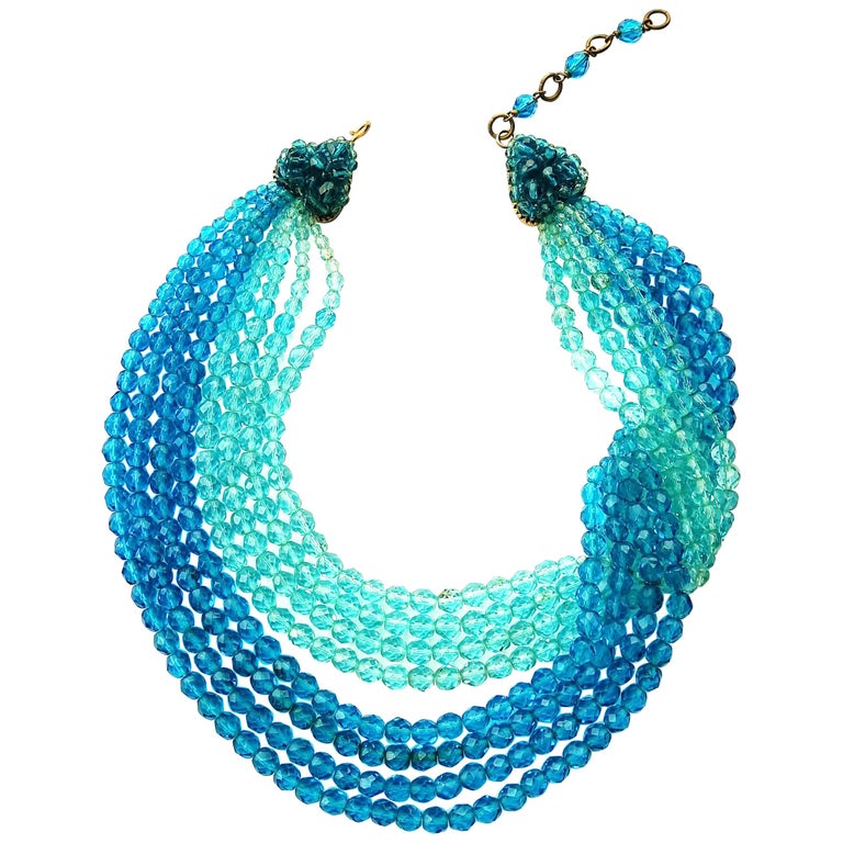 Vivid blue faceted bead multi row 'twist' necklace, Coppola e Toppo ...