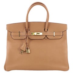 Hermes Birkin Handbag Natural Courchevel with Gold Hardware 35