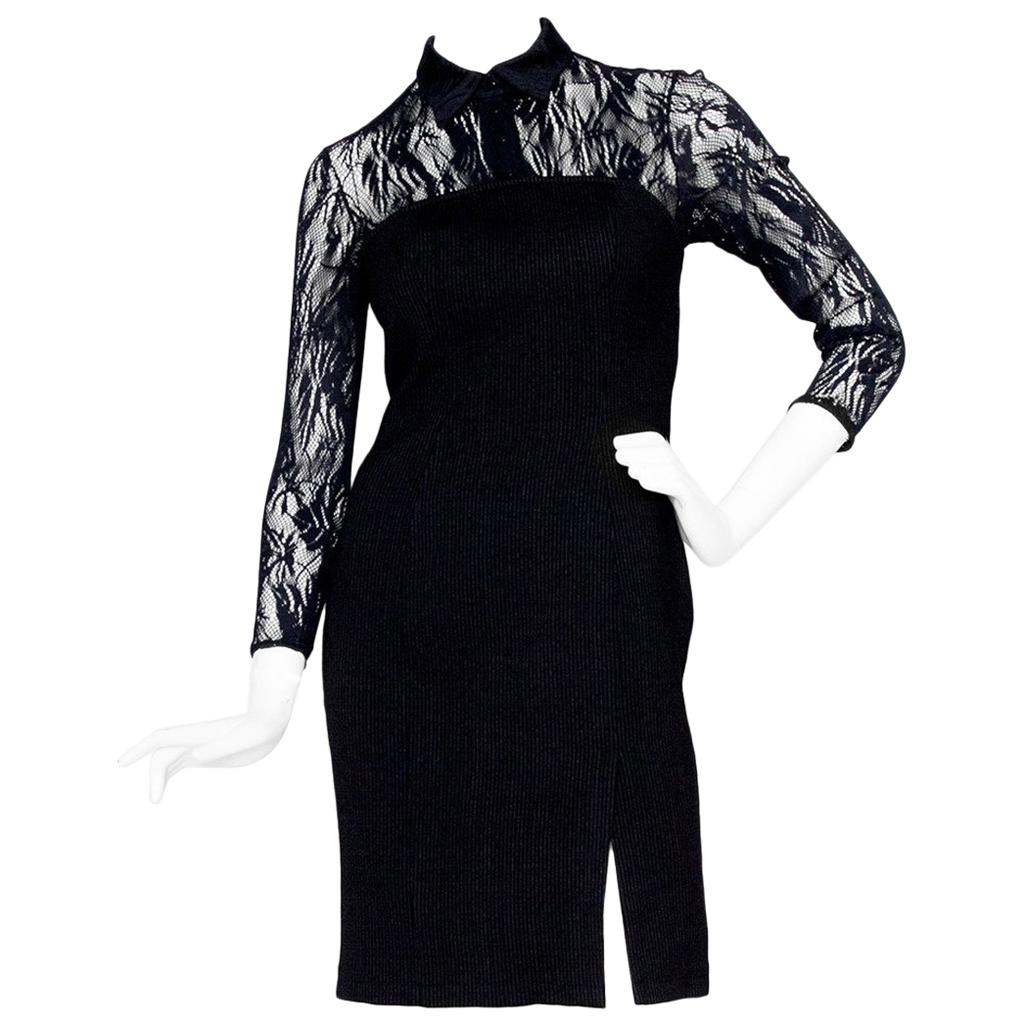 Early 1990s  Thierry Mugler Lace and Wool Dress For Sale