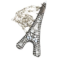Hanna Bernhard Paris Embellished Eiffel Tower Massive Brooch Pendant Necklace