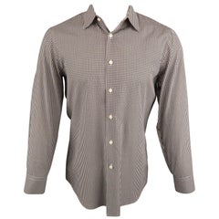 PRADA Size M Black & White Checkered Cotton Button Up Long Sleeve Shirt