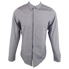JIL SANDER Size M Blue Solid Cotton Hidden Buttons Long Sleeve Shirt