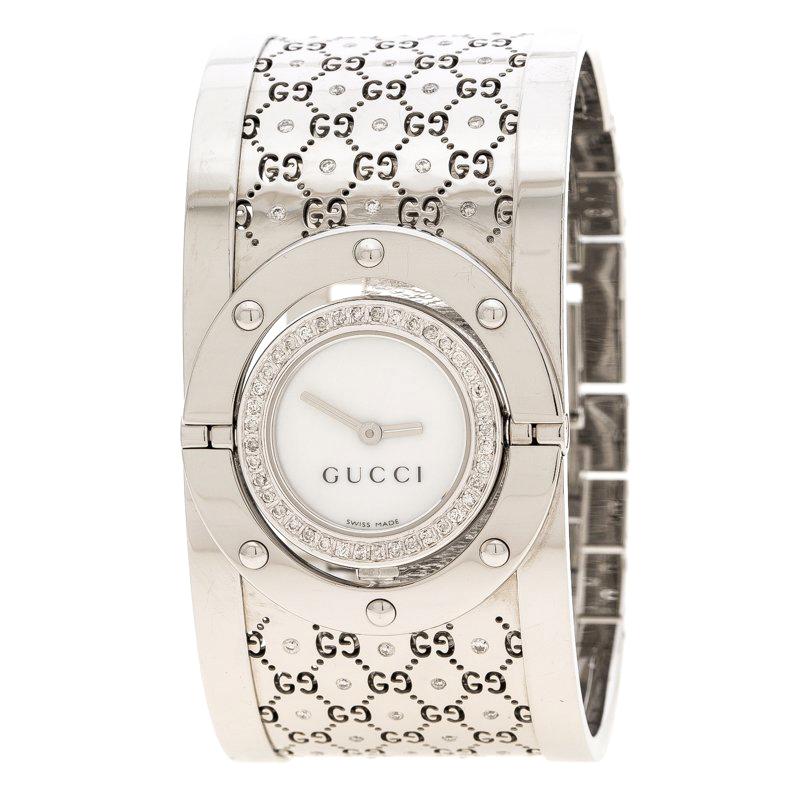 Gucci White Diamond Stainless Steel 