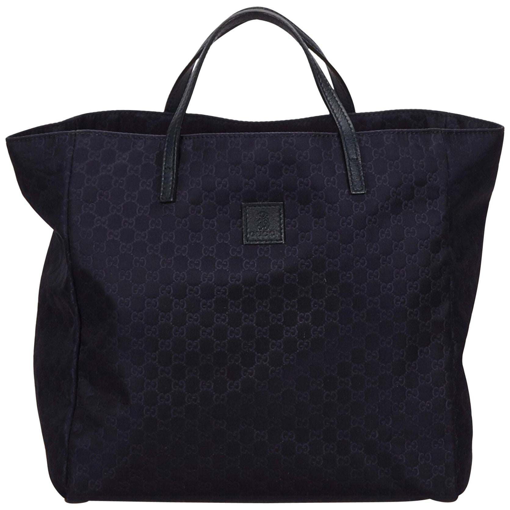 Gucci Blue Navy Nylon Fabric Guccissima Tote Bag Italy w/ Dust Bag