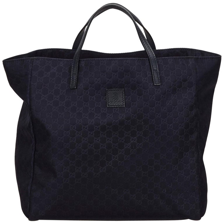 Gucci Blue Navy Nylon Fabric Guccissima Tote Bag Italy w/ Dust Bag at 1stDibs