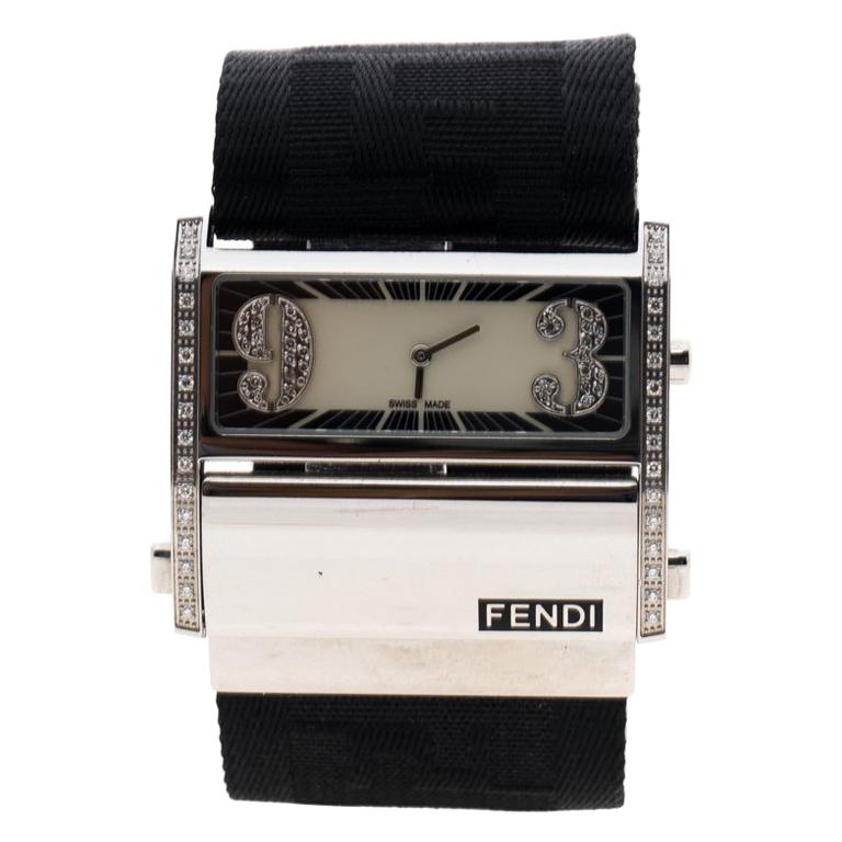 Fendi Black Stainless Steel Zip Code 1120G Women's Wristwatch 46MM For ...