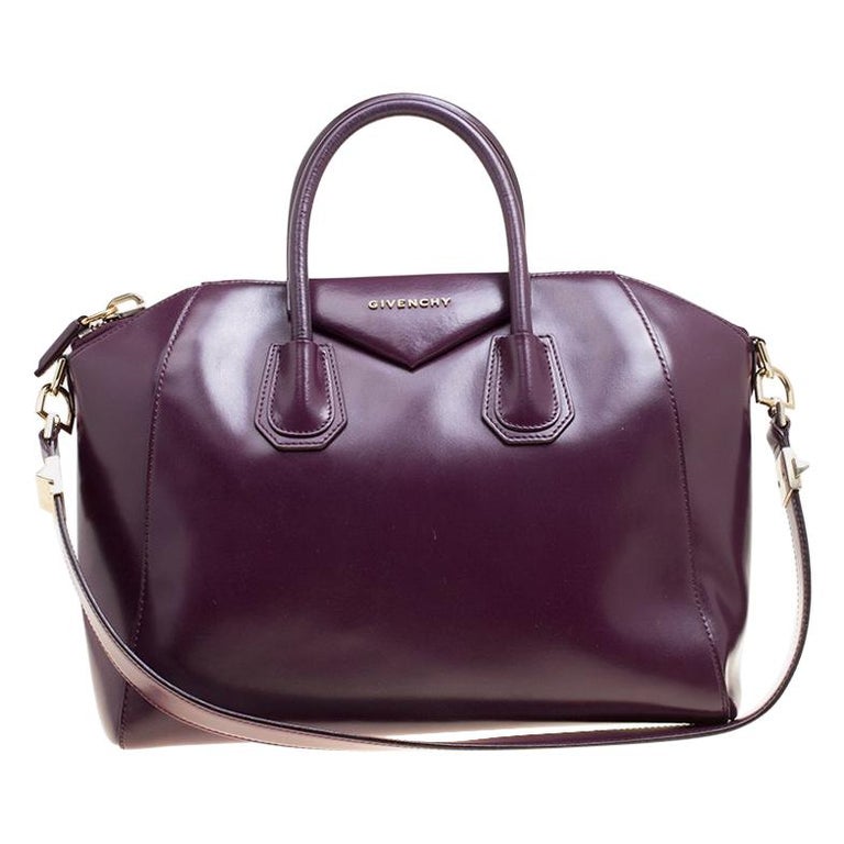 Givenchy Purple Leather Medium Antigona Top Handle Bag For Sale at 1stDibs