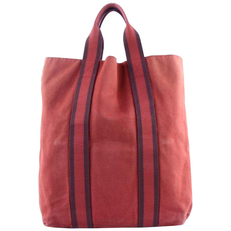 Hermès Fourre Tout Cabas 224104 Red Canvas Tote at 1stDibs