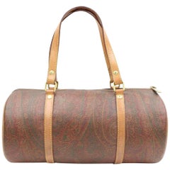 Etro Paisley Barrel 2189934 Burgundy Canvas Satchel